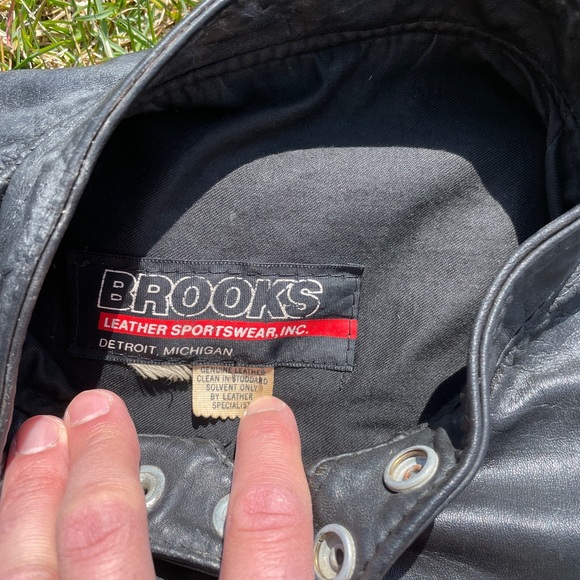 Brooks Leather Cafe Racer Jacket, Made in USA, Size 44 - Picture 3 of 8